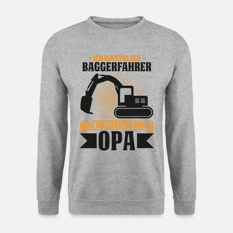 Stolzer Baggerfahrer Baggerführer und Opa - Unisex Pullover - Weißgrau meliert
