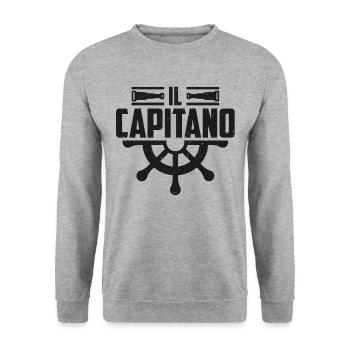 Il capitano dell_ancora nave barca a vela regalo - Unisex Pullover - Weißgrau meliert - Vorne - Alina (178cm) & Michal (187cm)