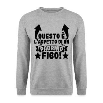 Questo è l'aspetto di un Padrino figo Miglior del - Unisex Pullover - Weißgrau meliert - Vorne - Alina (178cm) & Michal (187cm)