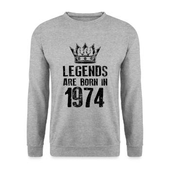1974 legends born in - Unisex Pullover - Weißgrau meliert - Vorne - Alina (178cm) & Michal (187cm)