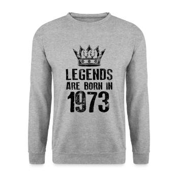1973 legends born in - Sweat-shirt Unisexe - gris chiné - Devant - Alina (178cm) & Michal (187cm)
