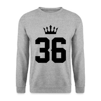 36 Number crown - Unisex Sweatshirt - salt & pepper - Front - Alina (178cm) & Michal (187cm)