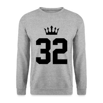 32 Number crown - Unisex Sweatshirt - salt & pepper - Front - Alina (178cm) & Michal (187cm)