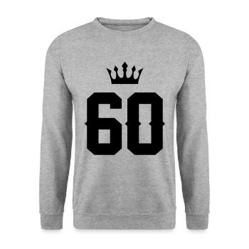 60 couronnes nombre - Sweat-shirt Unisexe - gris chiné - Devant - Alina (178cm) & Michal (187cm)