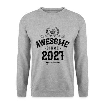 2021 awesome since - Unisex Pullover - Weißgrau meliert - Vorne - Alina (178cm) & Michal (187cm)