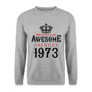 1973 awesome since - Unisex Pullover - Weißgrau meliert - Vorne - Alina (178cm) & Michal (187cm)