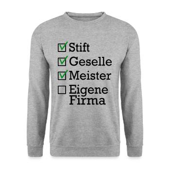 Stift Geselle Meister - Unisex Pullover - Weißgrau meliert - Vorne - Alina (178cm) & Michal (187cm)
