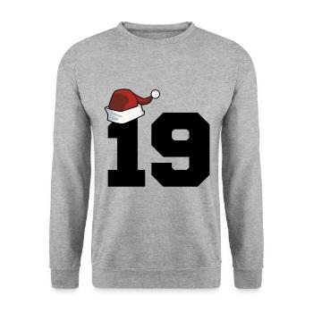 19 Zahl Weihnachten - Unisex Pullover - Weißgrau meliert - Vorne - Alina (178cm) & Michal (187cm)