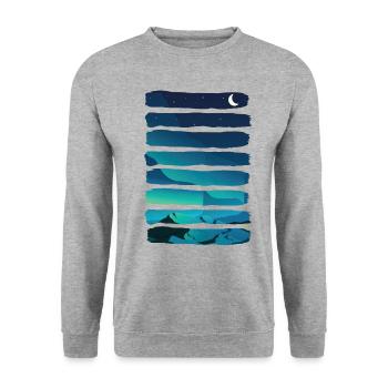 Aurora Borealis Northern Lights Alaska Night Sky - Unisex Sweatshirt - salt & pepper - Front - Alina (178cm) & Michal (187cm)