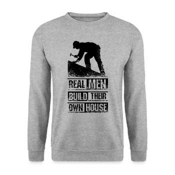 Men Builder - Unisex Sweatshirt - salt & pepper - Front - Alina (178cm) & Michal (187cm)