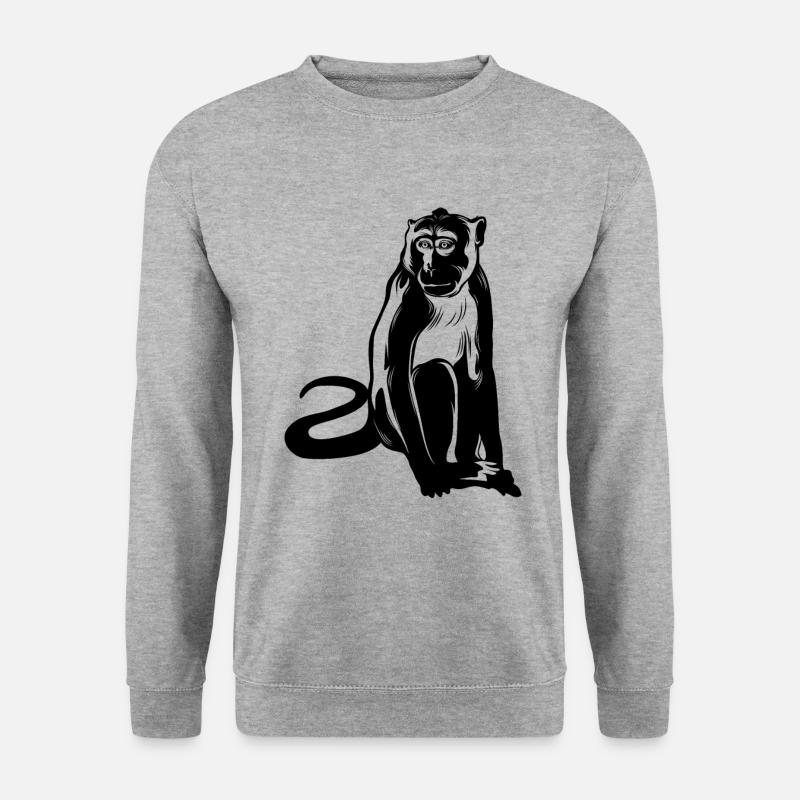 Affe Monkey Tier - Unisex Pullover - Weißgrau meliert