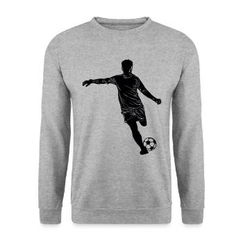 Fußball Silhouette - Unisex Pullover - Weißgrau meliert - Vorne - Alina (178cm) & Michal (187cm)