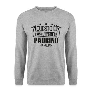 Questo è l'aspetto di un Padrino figo Miglior del - Unisex Pullover - Weißgrau meliert - Vorne - Alina (178cm) & Michal (187cm)