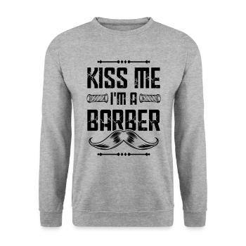 Kiss me Barber - Unisex Sweatshirt - salt & pepper - Front - Alina (178cm) & Michal (187cm)