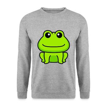 Frog Comic Animal - Unisex Sweatshirt - salt & pepper - Front - Alina (178cm) & Michal (187cm)