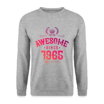 1965 awesome since - Unisex Pullover - Weißgrau meliert - Vorne - Alina (178cm) & Michal (187cm)