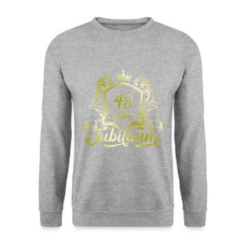 49 Zahl Kranz - Unisex Pullover - Weißgrau meliert - Vorne - Alina (178cm) & Michal (187cm)