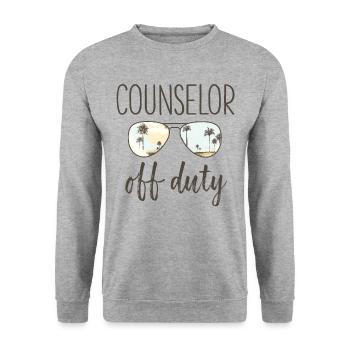 Berater außerhalb des Dienstes lustig letzter Schultag - Unisex Pullover - Weißgrau meliert - Vorne - Alina (178cm) & Michal (187cm)
