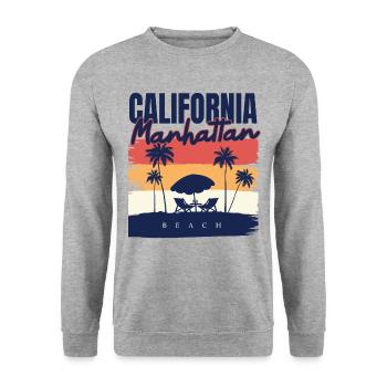 Manhattan Beach Californie Vacances Ocean Palm - Sweat-shirt Unisexe - gris chiné - Devant - Alina (178cm) & Michal (187cm)