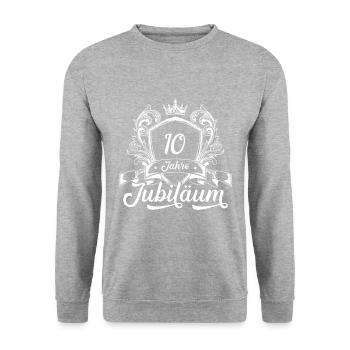 10 Zahl Kranz - Unisex Pullover - Weißgrau meliert - Vorne - Alina (178cm) & Michal (187cm)