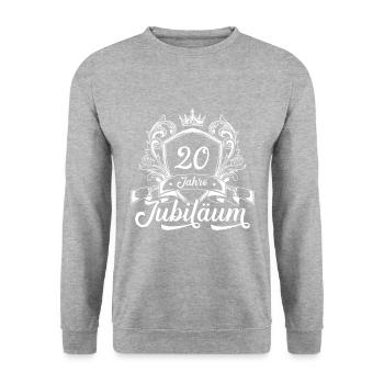 20 Zahl Kranz - Unisex Pullover - Weißgrau meliert - Vorne - Alina (178cm) & Michal (187cm)