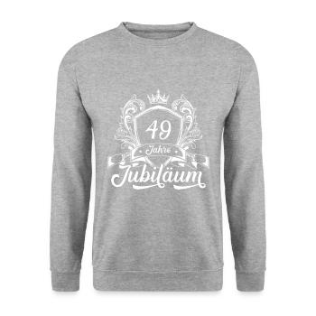 49 Zahl Kranz - Unisex Pullover - Weißgrau meliert - Vorne - Alina (178cm) & Michal (187cm)