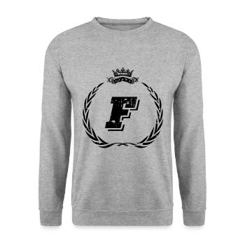 F letter wreath - Unisex Sweatshirt - salt & pepper - Front - Alina (178cm) & Michal (187cm)