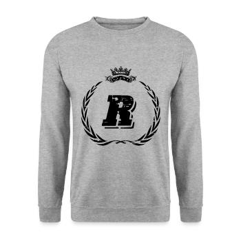 R lettre couronne - Sweat-shirt Unisexe - gris chiné - Devant - Alina (178cm) & Michal (187cm)