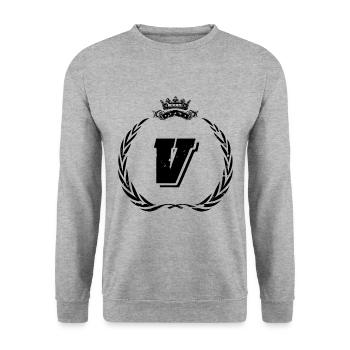 Couronne de lettre V - Sweat-shirt Unisexe - gris chiné - Devant - Alina (178cm) & Michal (187cm)