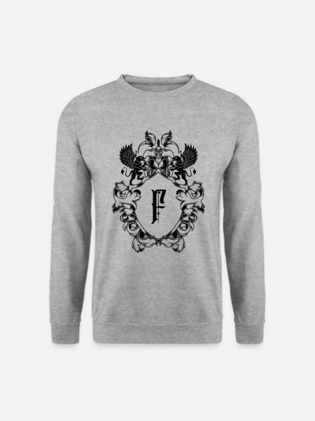 F Buchstabe Wappen - Unisex Pullover - Weißgrau meliert