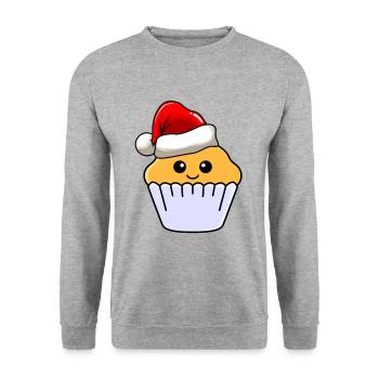 Muffin Weihnachten Comic Xmas - Unisex Pullover - Weißgrau meliert - Vorne - Alina (178cm) & Michal (187cm)