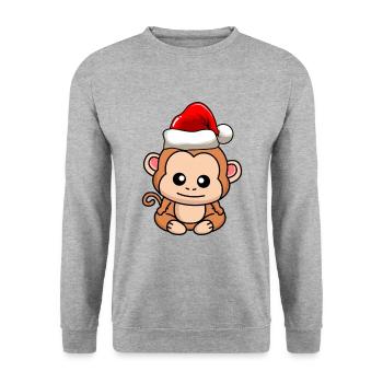 Singe Comic Christmas - Sweat-shirt Unisexe - gris chiné - Devant - Alina (178cm) & Michal (187cm)