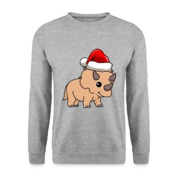 Dinosaure tricératops Noël - Sweat-shirt Unisexe - gris chiné - Devant - Alina (178cm) & Michal (187cm)