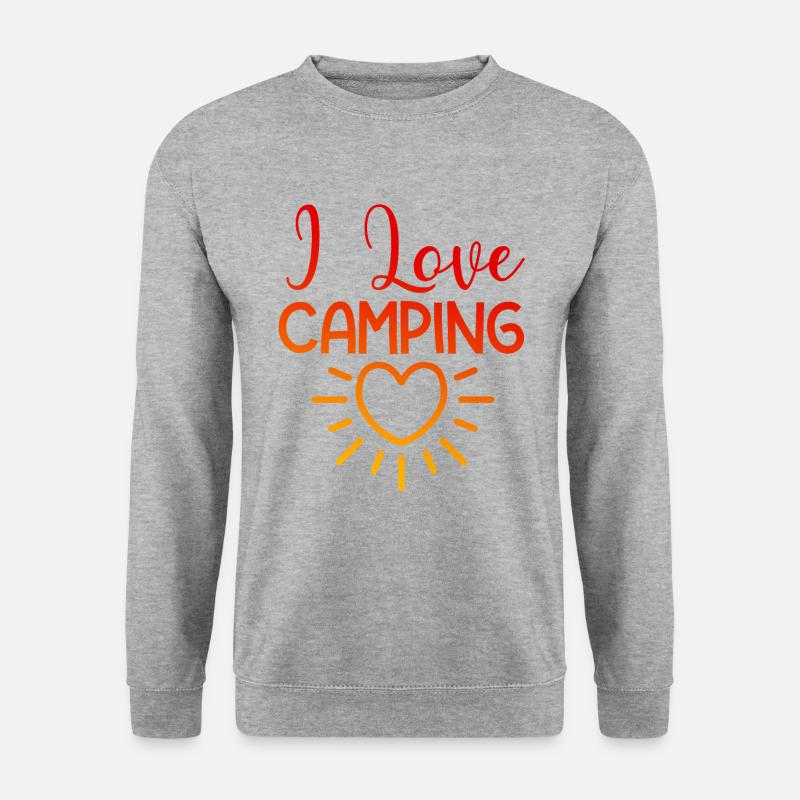 Ich liebe Camping - Unisex Pullover - Weißgrau meliert