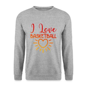 Ich liebe Basketball - Unisex Pullover - Weißgrau meliert - Vorne - Alina (178cm) & Michal (187cm)