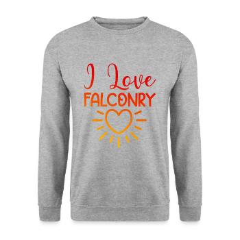 Ich liebe Falknerei - Unisex Pullover - Weißgrau meliert - Vorne - Alina (178cm) & Michal (187cm)