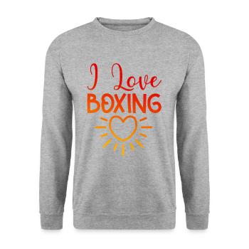 Ich liebe Boxen - Unisex Pullover - Weißgrau meliert - Vorne - Alina (178cm) & Michal (187cm)