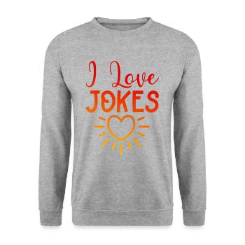 Ich liebe Witze - Unisex Pullover - Weißgrau meliert - Vorne - Alina (178cm) & Michal (187cm)