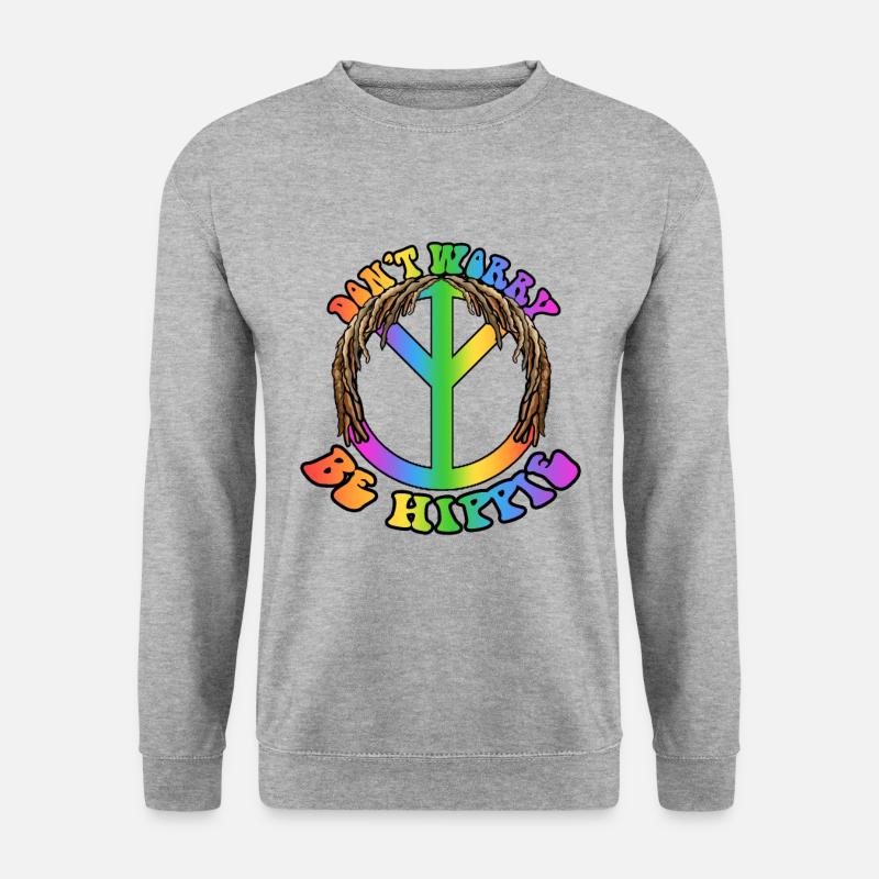 Don´t worry - Be Hippie - Unisex Pullover - Weißgrau meliert