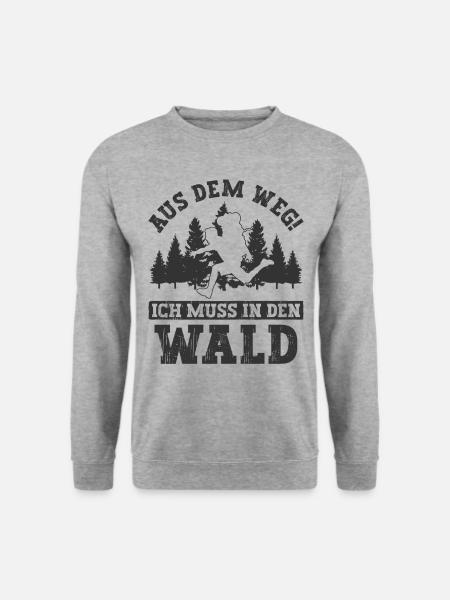 Aus dem Weg ich muss in den Wald Wandern - Unisex Pullover - Weißgrau meliert