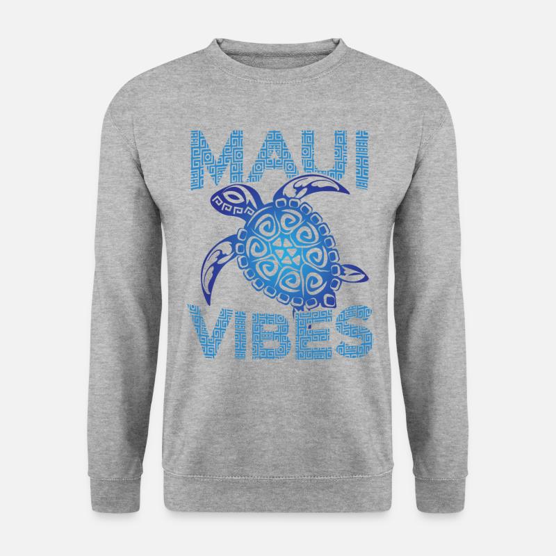 Polynesische blaue Stammesschildkröte Maui Vibes - Unisex Pullover - Weißgrau meliert