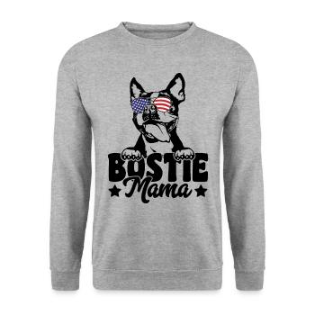 Bostie Mama Patriotic Boston Terrier Dog Lover - Unisex Sweatshirt - salt & pepper - Front - Alina (178cm) & Michal (187cm)