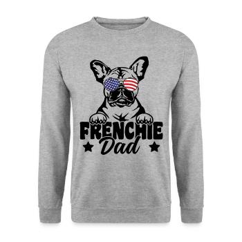 Frenchie Dad Patriotic French Bulldog Dog Lover - Unisex Sweatshirt - salt & pepper - Front - Alina (178cm) & Michal (187cm)
