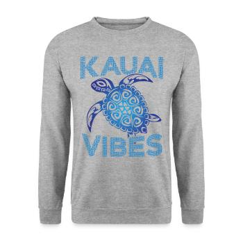 Polynesische Blaue Stammesschildkröte Kauai Vibes - Unisex Pullover - Weißgrau meliert - Vorne - Alina (178cm) & Michal (187cm)
