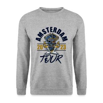 Amsterdam 2023 Skeleton - Unisex Sweatshirt - salt & pepper - Front - Alina (178cm) & Michal (187cm)