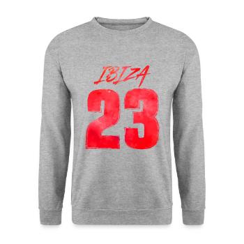 Ibiza 23 Urlaub 2023 - Unisex Pullover - Weißgrau meliert - Vorne - Alina (178cm) & Michal (187cm)