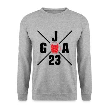 Jga 2023 Junggesellenabschied - Unisex Pullover - Weißgrau meliert - Vorne - Alina (178cm) & Michal (187cm)