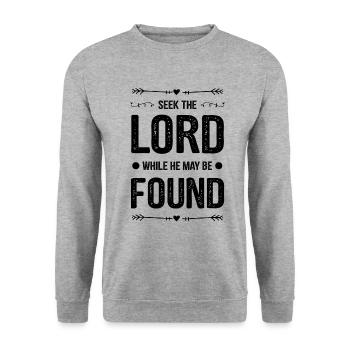 gott bibel spruch - Unisex Pullover - Weißgrau meliert - Vorne - Alina (178cm) & Michal (187cm)