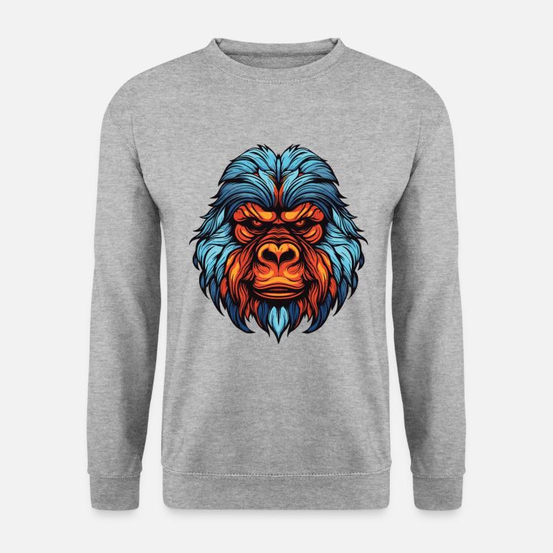 Gorilla Portrait - Unisex Pullover - Weißgrau meliert
