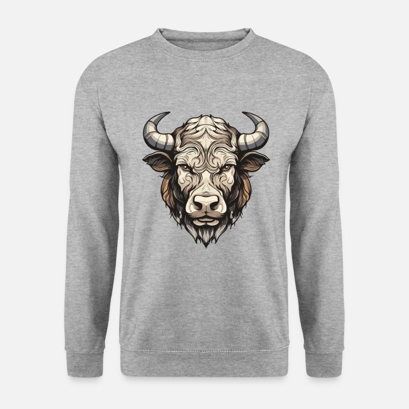 Bulle Portrait Taurus - Unisex Pullover - Weißgrau meliert